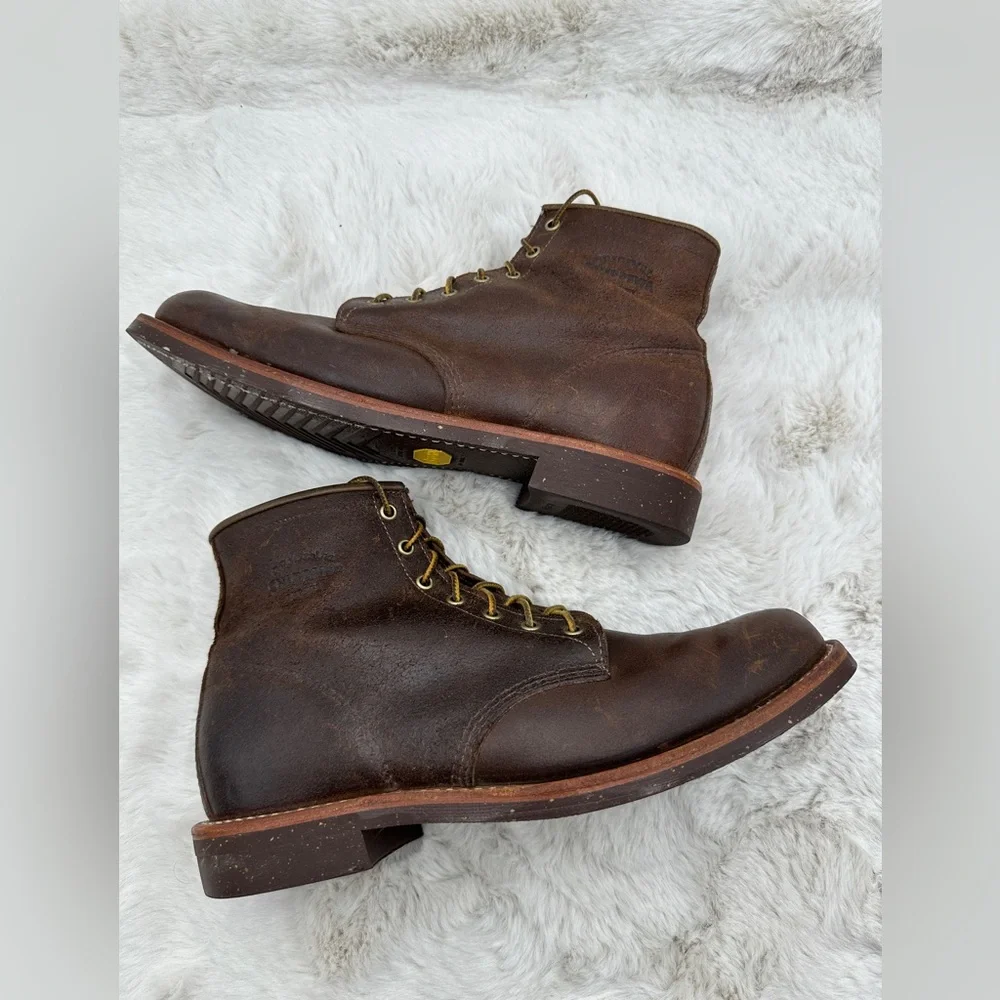 Original Chippewa Men's Service Utility Boot‎ Brown Bomber Distressed size 13 D